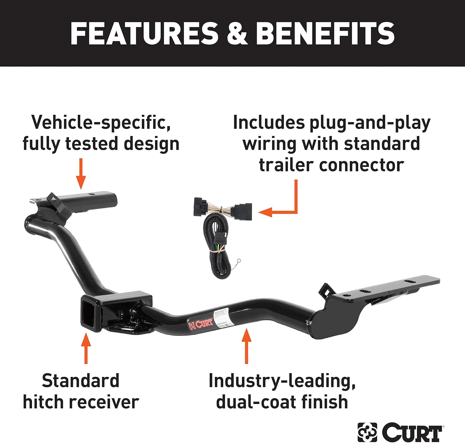 CURT 99303 Class 3 Trailer Hitch, 2-Inch Receiver, 4-Pin Wiring Harness, Select Ford Explorer, Police Interceptor Utility