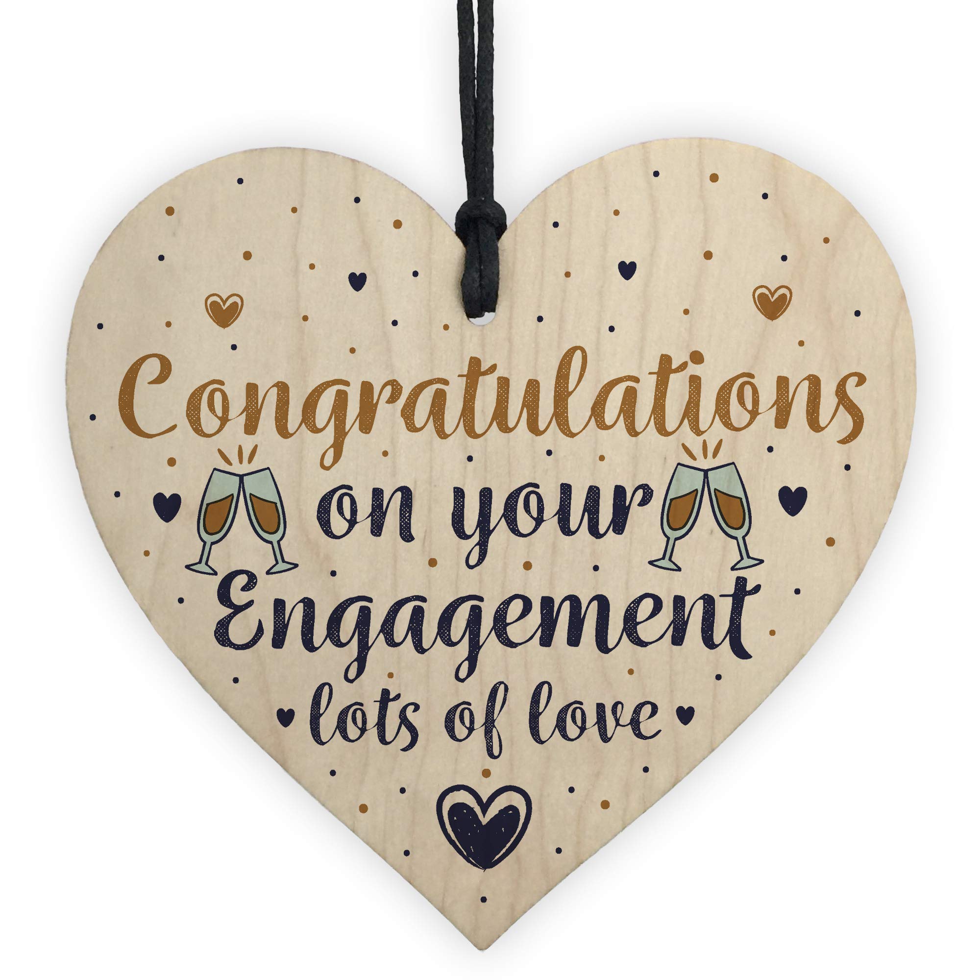 Red Ocean Wedding Engagement Gift Congratulations Mr & Mrs Couple Handmade Wooden Heart Plaque Gift Keepsake