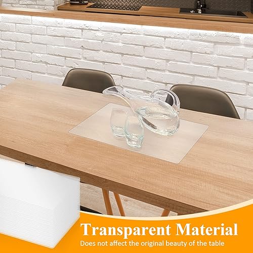 Miniatura 6 de 50 manteles individuales de plástico transparente a granel de 17 x 11 pulgadas mantel transparente resistente al calor mantel individual de plástico