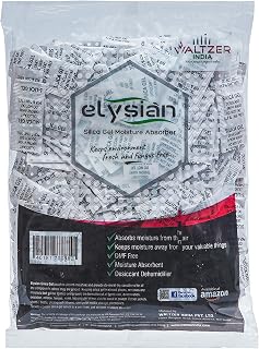 Elysian Silica Gel Pouch 20 gram Pouch White/Desiccant/Moisture Absorbent (20Gram X 45Pcs aprox = 900 Gram) Moisture Absor... Price In India