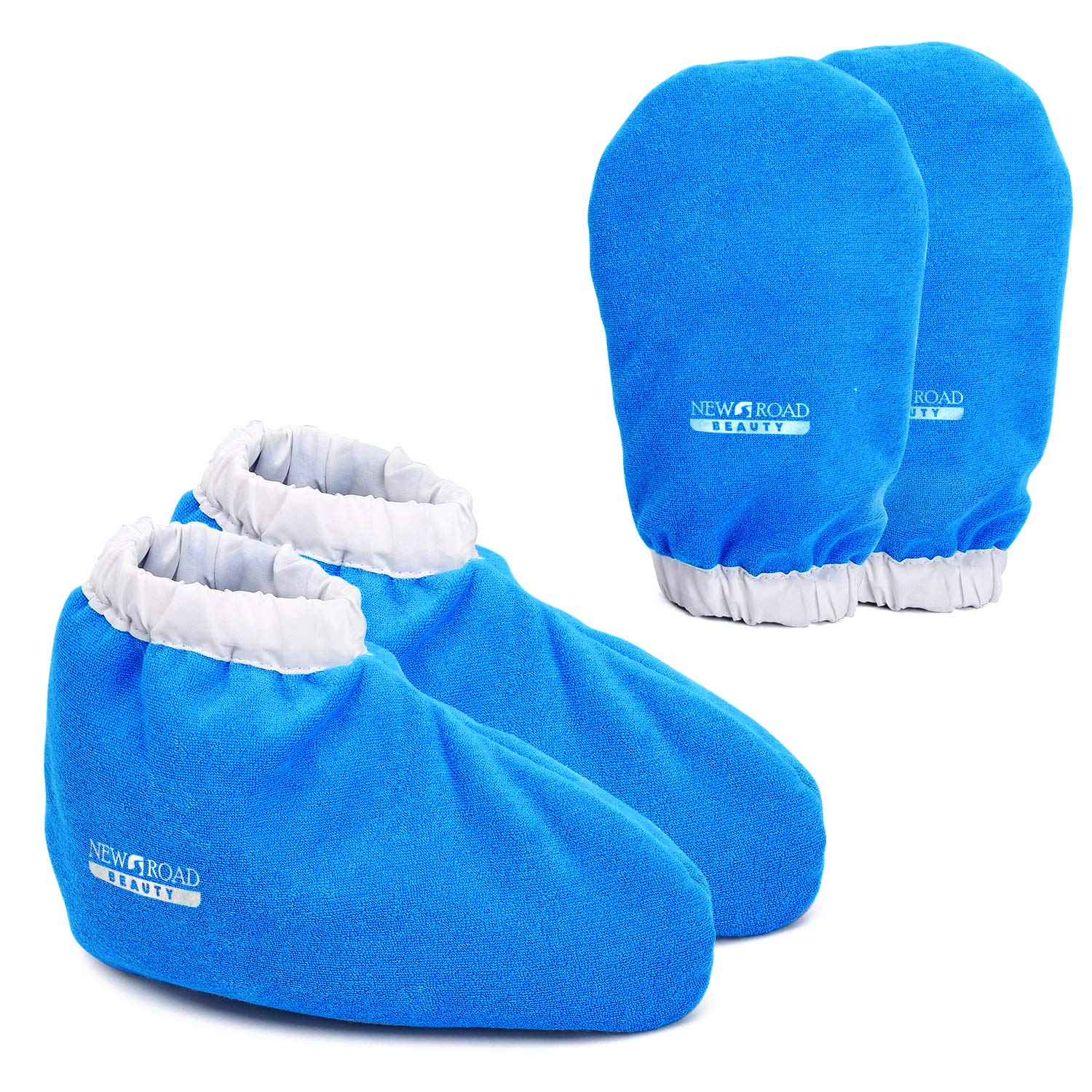 Paraffin Wax Bath Glove and Bootie, Thick Heat Therapy Insulated Terry Cloth used for Paraffin Wax Treatment - Blue