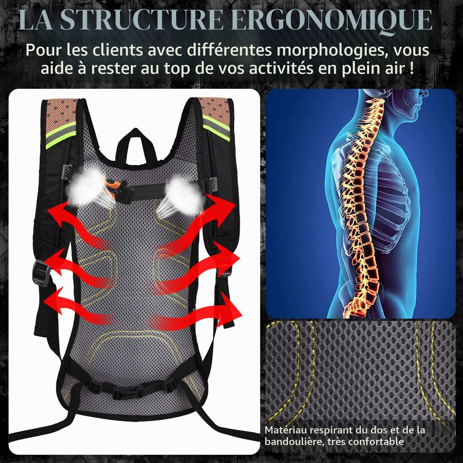 Unisexe Sac à dos de Cyclisme Léger et Imperméable pour Bicyclette Randonnée,25 l,Noir