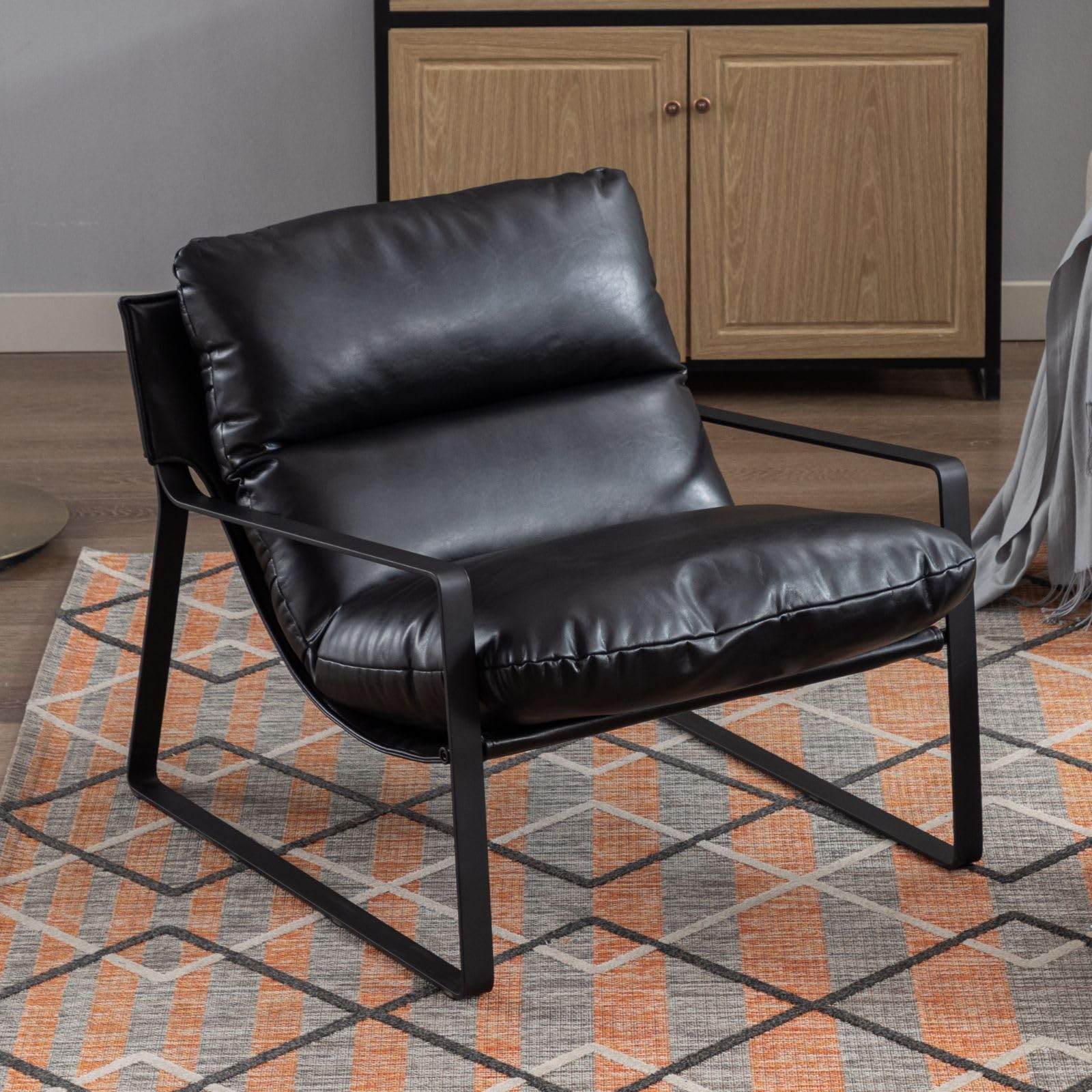 chairus Butaca de Salón de Cuero PU, Negro