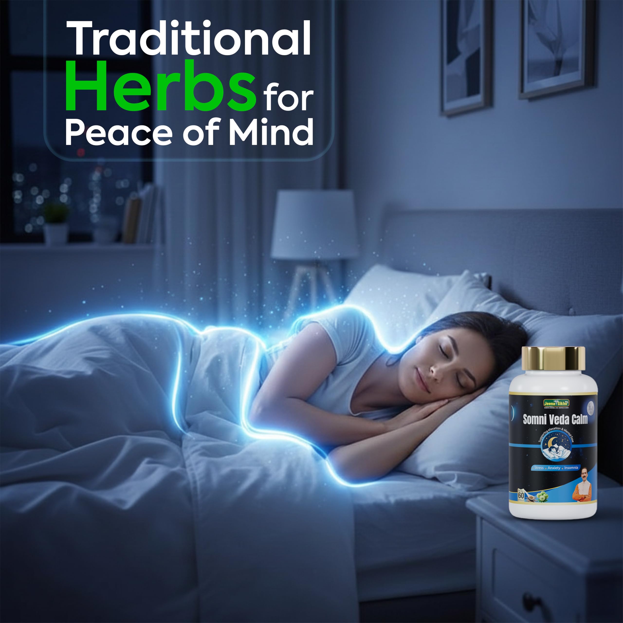 Jeena Sikho Somni Veda Calm Capsule | Assists with Stress & Anxiety | Enriched with Ashwagandha, Jatamansi & Tagar | Helps Maintain Relaxation, Inner Ease & Restful Sleep | 60 Capsules, Pack of 2 — Amazon image 3