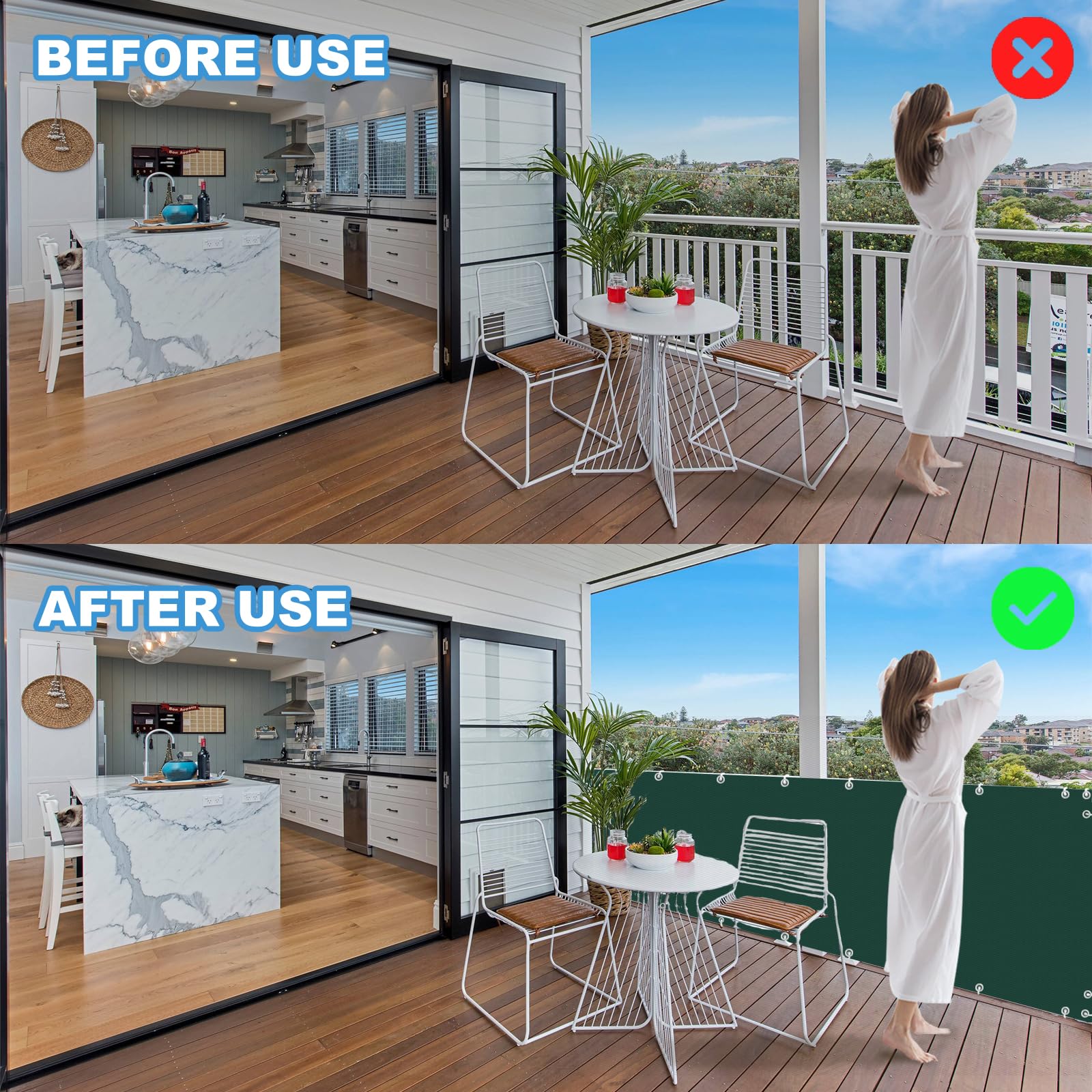HaiTaoSy Balkon Sichtschutz, 100x1200 Cm, Witterungsbeständig, UV-Schutz, Braun – Für Balkon, Terrasse & Garten