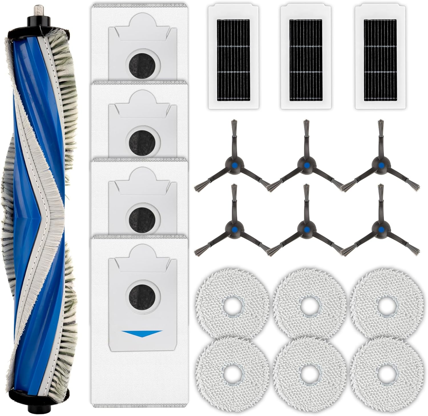 (20 Pack) X5 Omni Replacement Parts Compatible with ECOVACS DEEBOT X5 Omni/ X5 Pro Omni Robot Vacuum Cleaner, 1 Roller Brush, 6 Side Brushes, 4 Dust Bags, 3 HEPA Filters, 6 Mop Pads, Accessories Kit