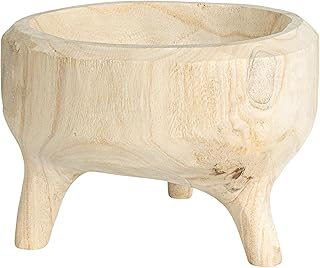 Creative Co-Op Rustic Paulownia Footed Wood Bowl, Natural