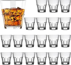 QAPPDA Shot Glass Set, Whiskey Shot Glasses,Heavy Base Shot Cups 4.5oz,Cocktail,Rocks Glasses,Mini Glass Cup For liqueur,Double Side Cordial Glasses,Tequila Vodka Cups Set Of 20