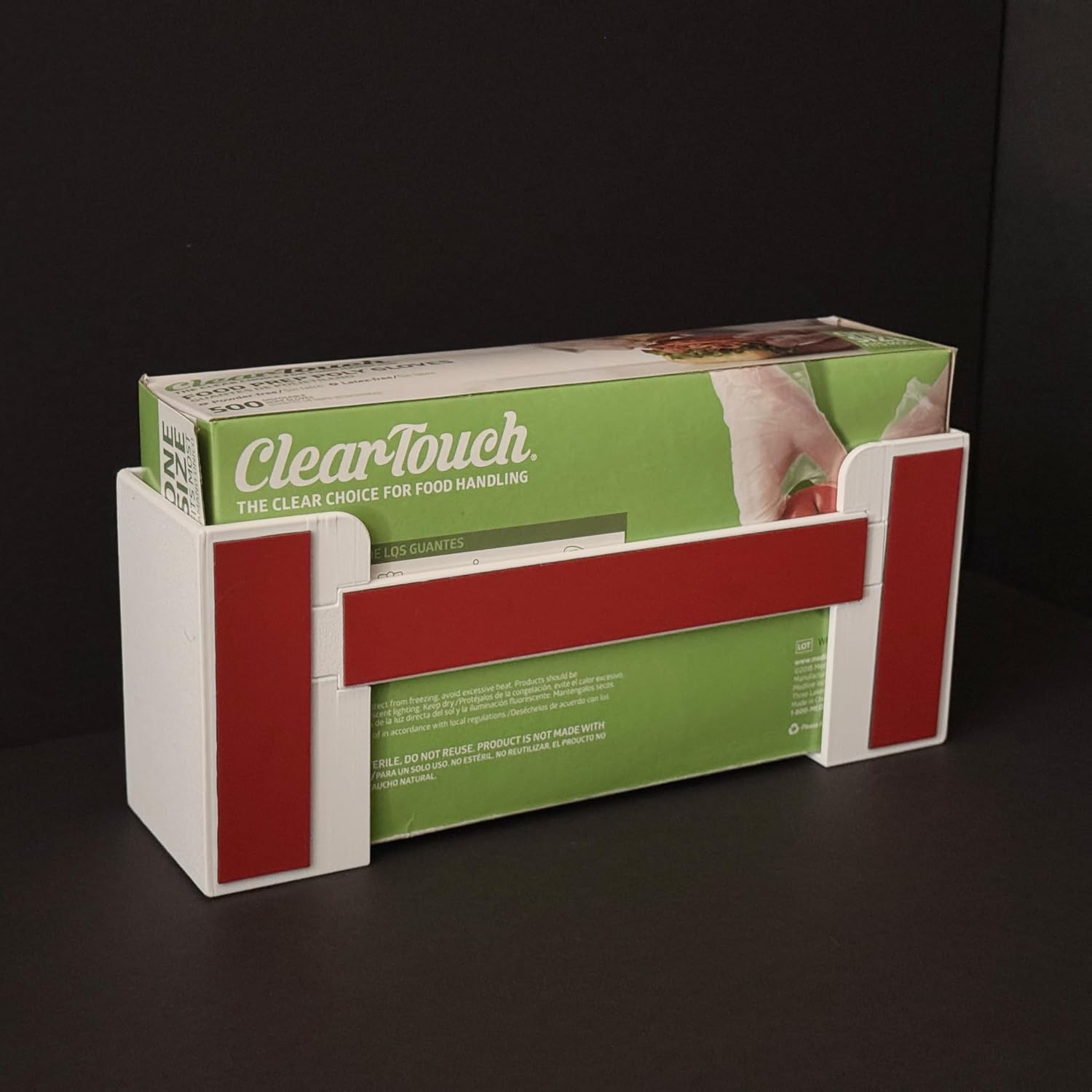 Modular Glove Box Holder Wall Mount - Pro-Tasker Series | Compatible with ClearTouch Poly Gloves 500 | Peel & Stick or Screw Mount - Fits Box Up to 9-1/2" x 2-3/8" | 3D Printed in USA