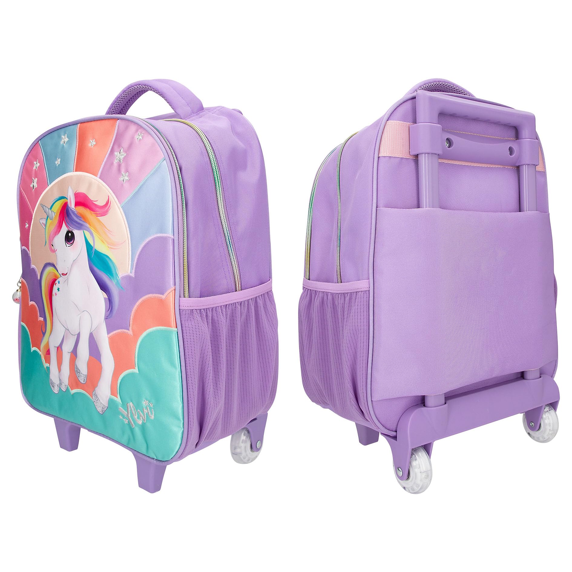 Depesche 12615 Ylvi - Trolley mit blinkenden LED Rollen, Kinderkoffer mit Teleskopgriff, ca. 38 x 30 x 16 cm