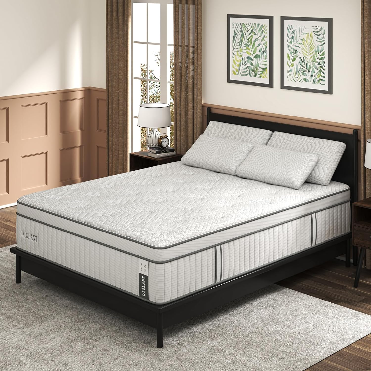 DIGLANT King Mattress, 14 Inch Euro Top Medium Feel Hybrid Mattress, Gel Memory Foam with Pocket Springs, Pressure Relief & Edge Support King Size Mattresses in a Box, CertiPUR-US, 76"*80"