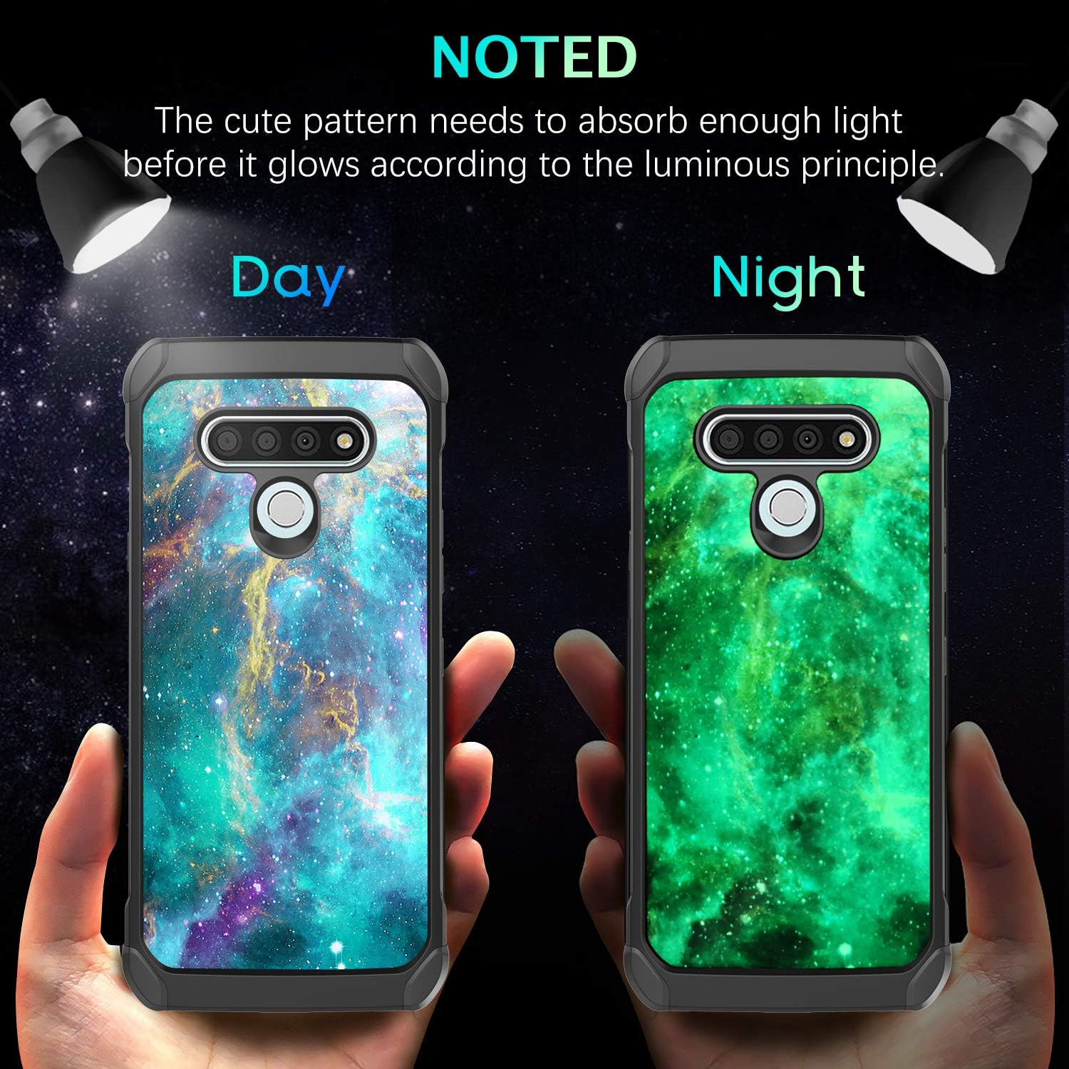 BENTOBEN Compatible with LG Stylo 6 Case 2020, Slim Fit Glow in The Dark Shockproof Hybrid Hard PC Soft TPU Bumper Drop Protective Rugged Girls Women Cover for LG Stylo 6 (2020 Release), Space Nebula