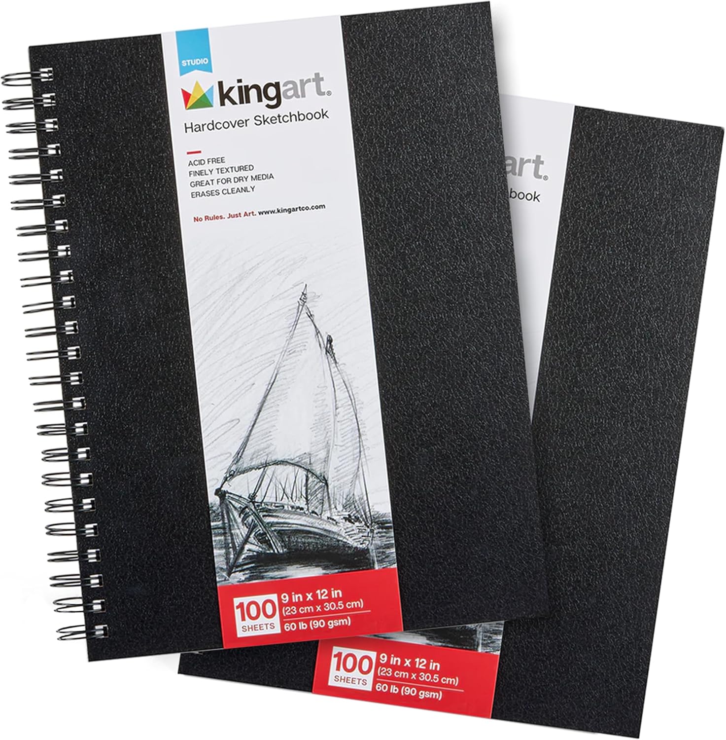 KINGART Hardcover Sketchbook Journal Set – 9x12 Inch, 2-Pack – Heavyweight Acid-Free Blank Drawing Notebooks for Studio Art & Sketching image 5