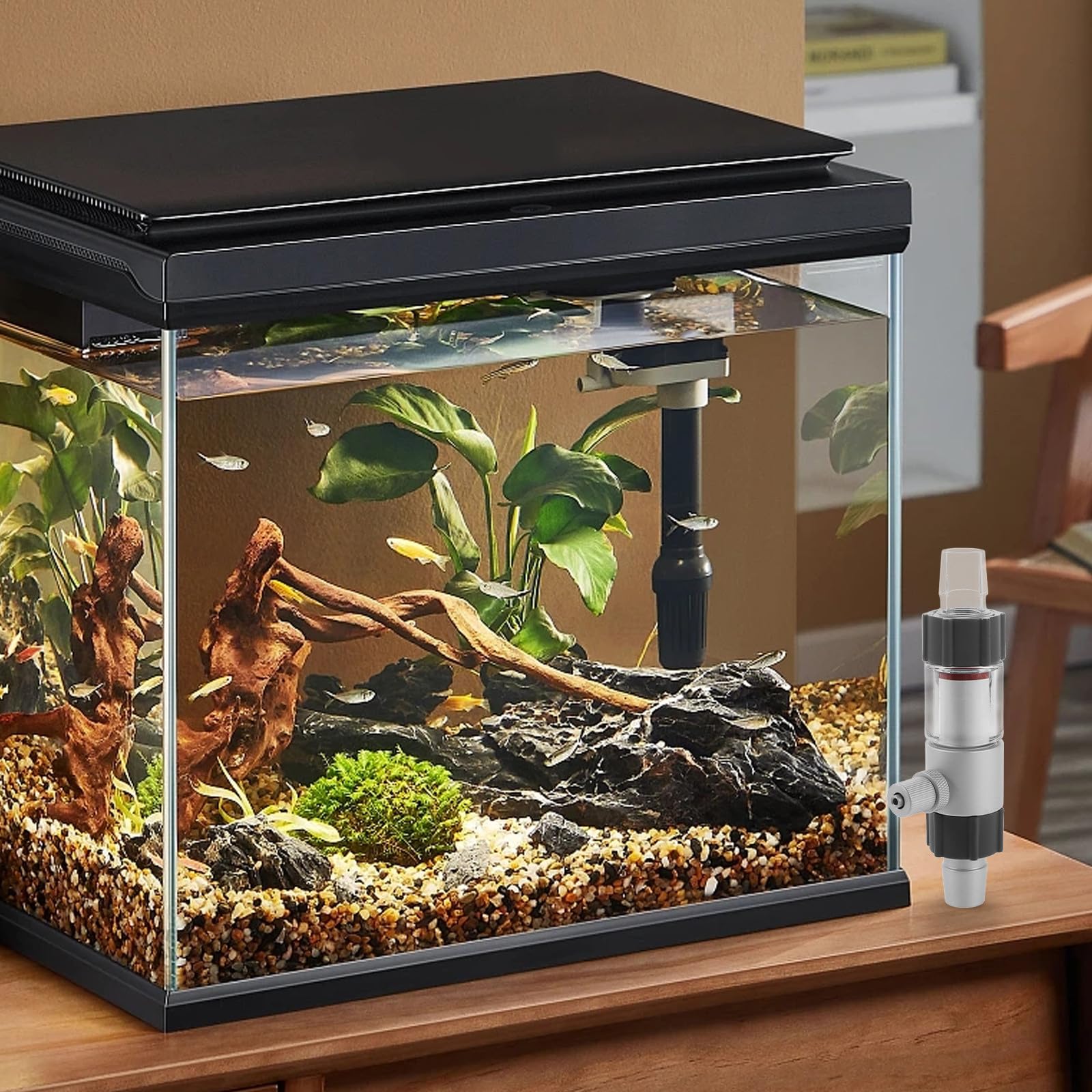 Gatuida Reattore diffusore di CO2 a Bolle Nano per Acquario, diffusore di anidride carbonica Esterno in, connettore di Uscita per Serbatoio d'Acqua in Vetro, regolatore del contatore di Bolle