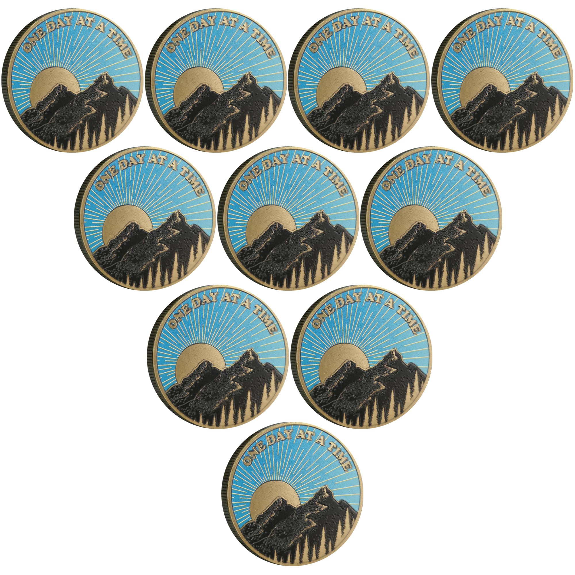 Sunrise Serenity Lot de 10 jetons de poche inspirants un jour à la fois pour la récupération de la dépendance