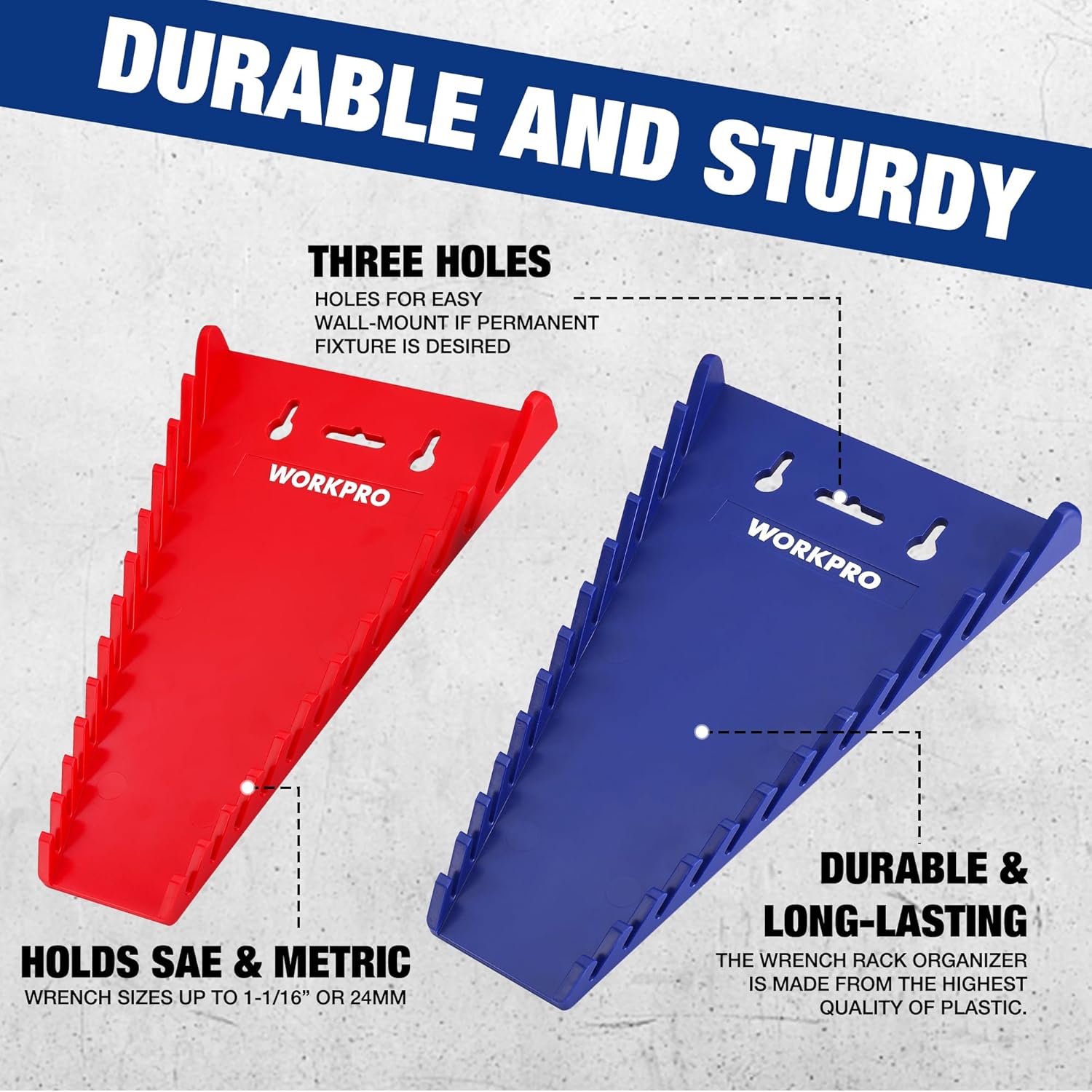 WORKPRO 12-Piece Combination Wrench Set and 2-Pack Magnetic Wrench Organizer