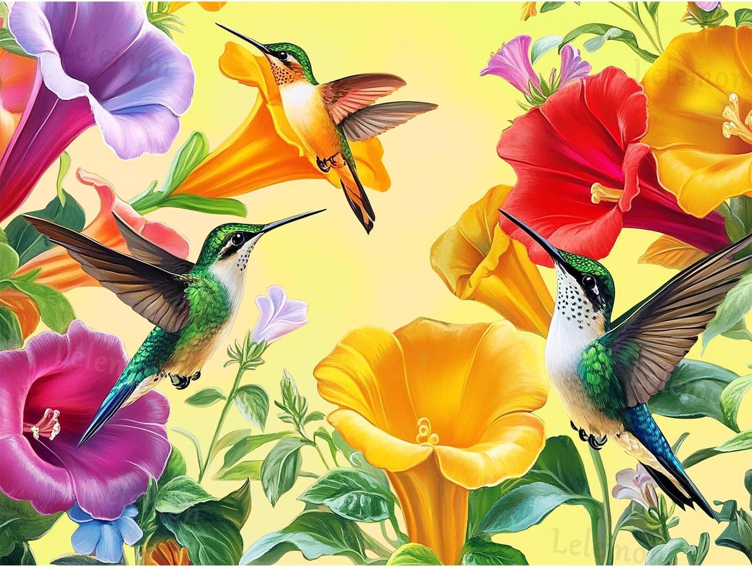 LELEMON Diamond Art Kits for Adults,Hummingbird Diamond Painting Kits for Adults,5d Diamond Painting Kit with Diamond Art Accessories for Home Wall Decor 12 x 16inch