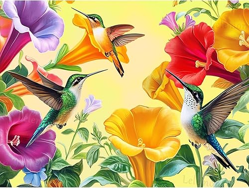 LELEMON Kits de arte de diamantes para adultos, kits de pintura de diamantes de colibrí para adultos, kit de pintura de diamante 5D con accesorios