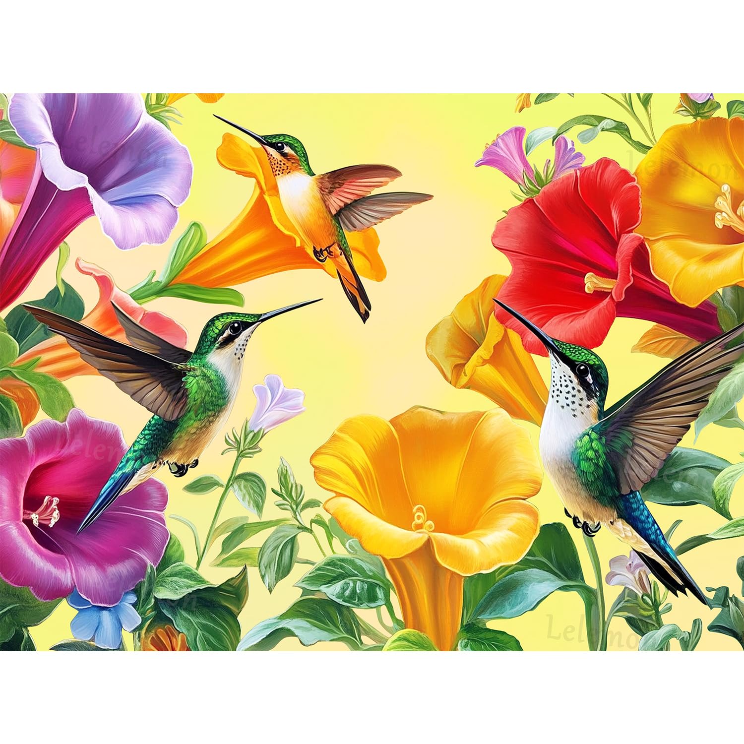 LELEMON Diamond Art Kits for Adults,Hummingbird Diamond Painting Kits for Adults,5d Diamond Painting Kit with Diamond Art Accessories for Home Wall Decor 12 x 16inch