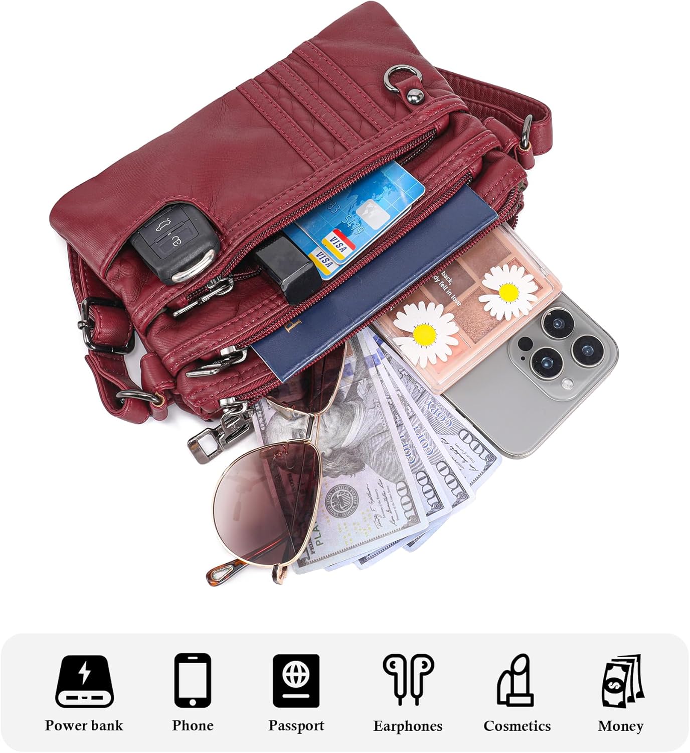 MINICAT Multiple Pockets Small Crossbody Purse Cell Phone Purse Shoulder Bags for Women Cross Body Bag for Woman - Image 7