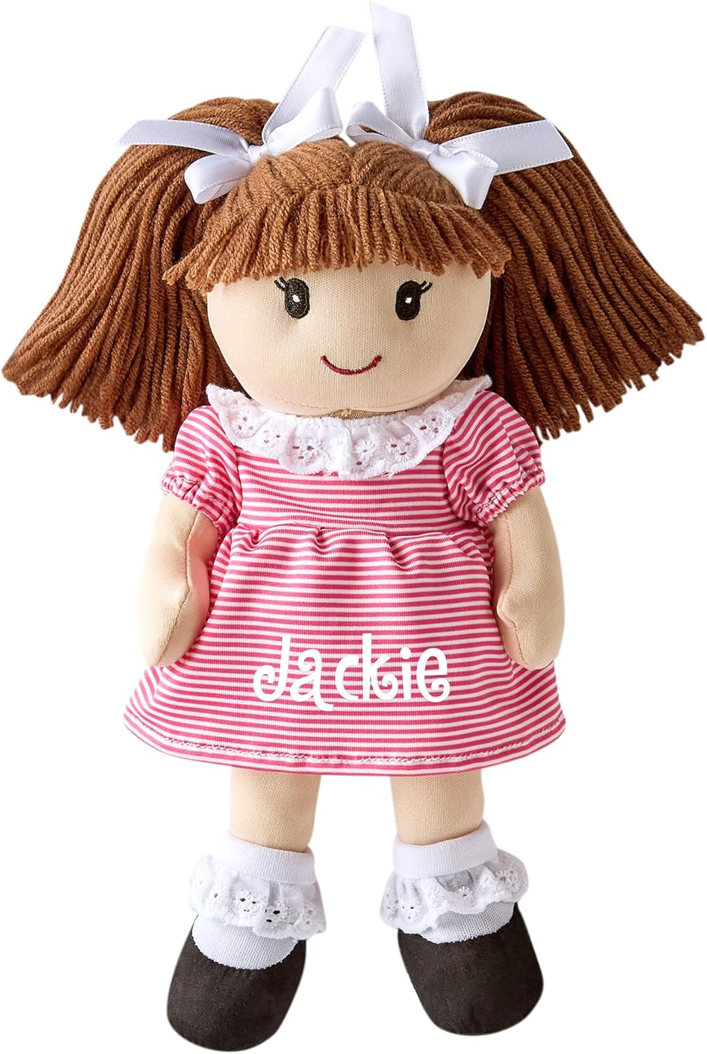 Let's Make Memories Personalized Rag Doll - Little Sister - Baby Doll for Girls - Mini Me Toy for Girls - Dark Hair - Purple Dress