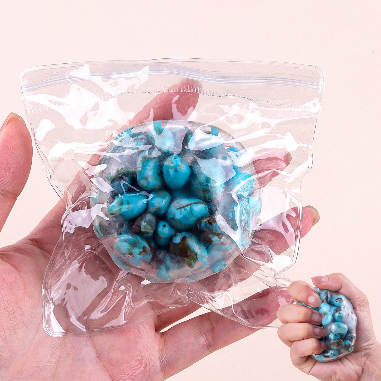 Anboor Handmade Stress Balls, Stress Relief Squeeze Ball for Hands White Noise Meditation Improve Focus for Adults Women Men (Turquoise）
