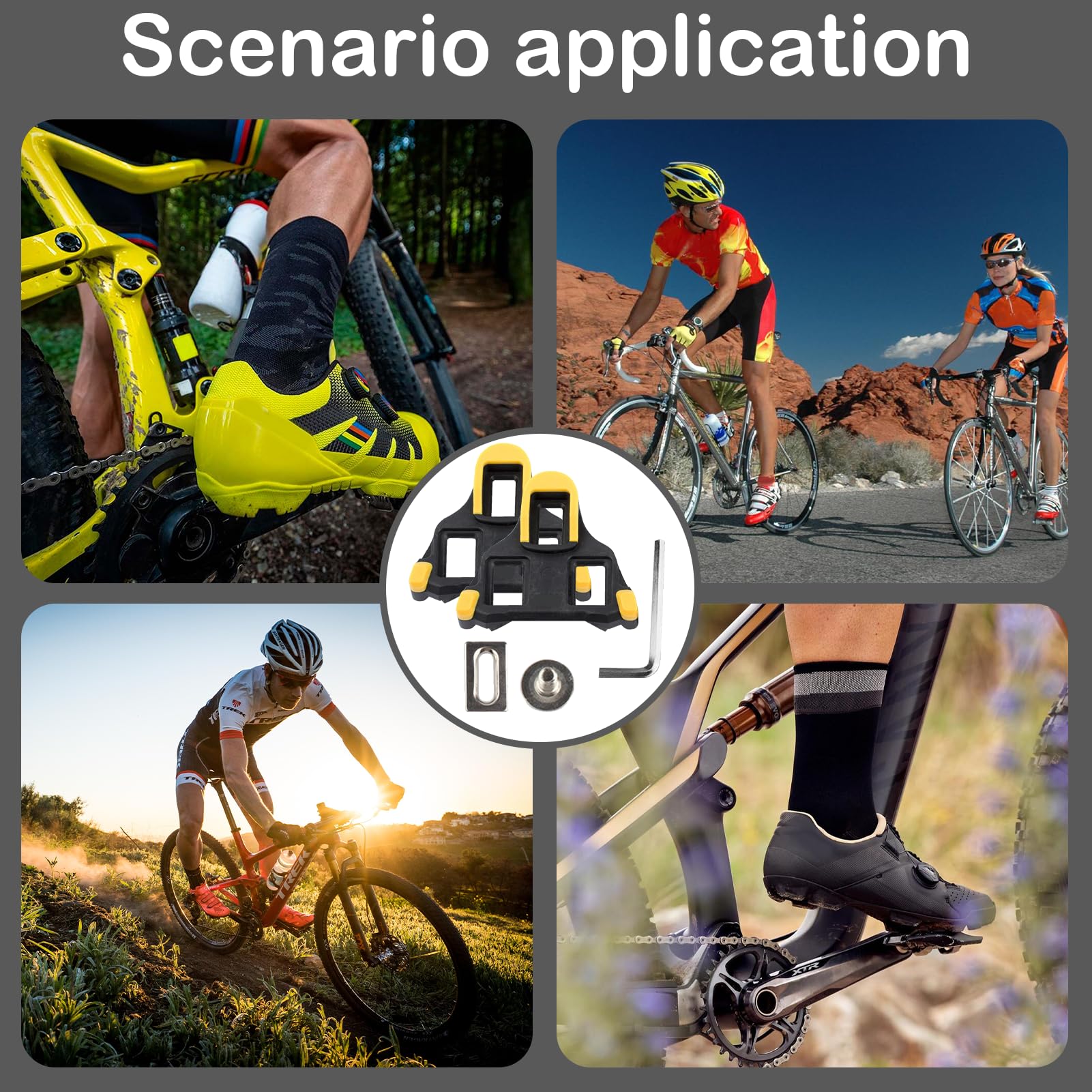 Cales De Pédale Vélo Route (lot De 2) - Compatibles Shimano SPD-SL, Avec Boulons Et Clé, Pour Cyclisme Course Et Performance