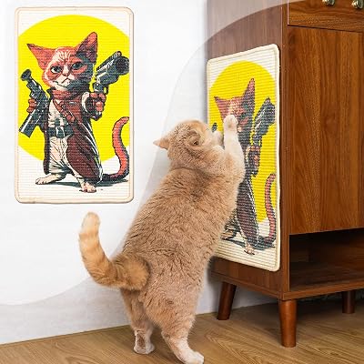 SOLDAY Sisal Cat Scracthing Mat with Velcro Tape for Wall Floor, Shooting