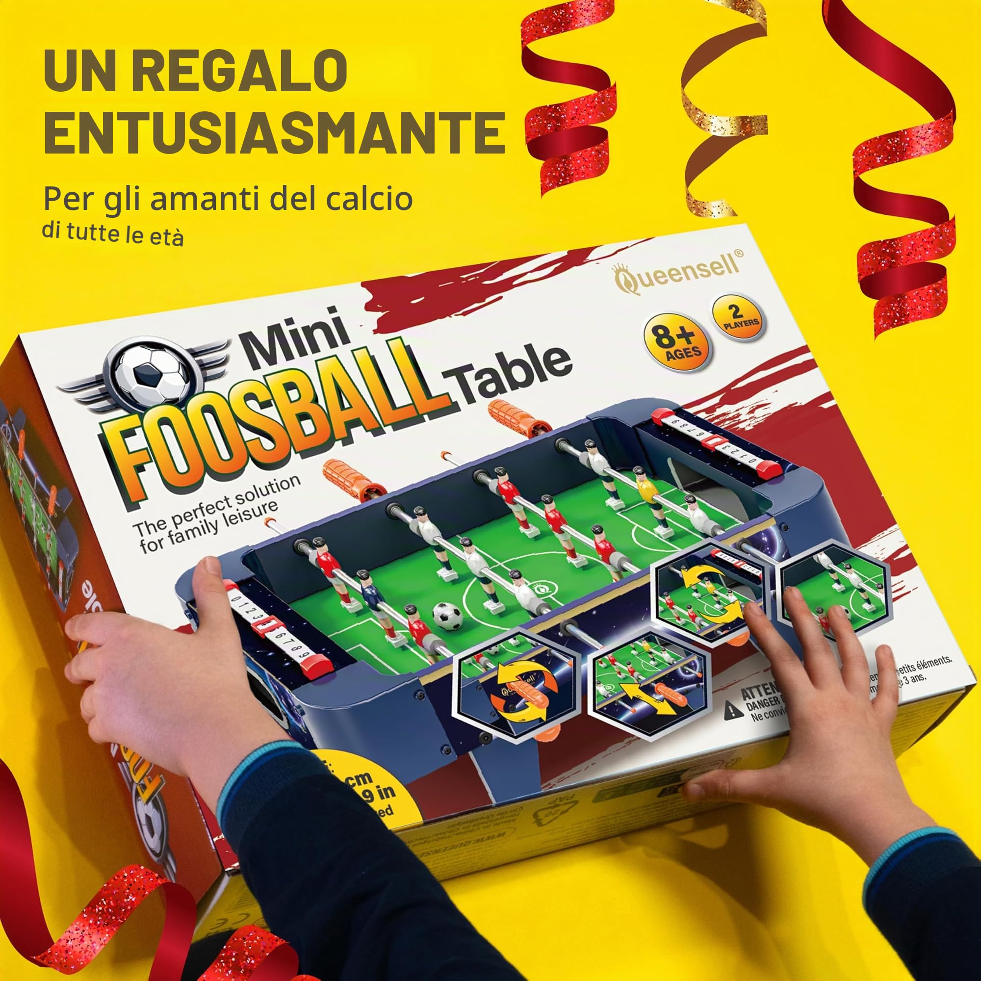 Mini Tavolo da Calcio Balilla per Bambini e Adulti – Gioco di Calcio in Miniatura da 53 cm, Mini Tavolo da Calcio per Serate di Giochi in Famiglia