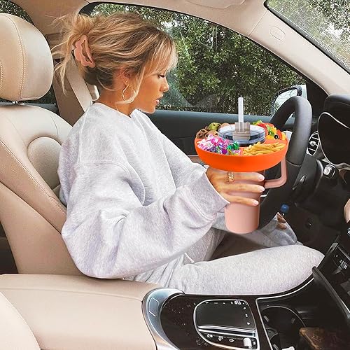 Miniatura 5 de Turfson Bandeja de aperitivos para vaso Stanley de 40 onzas con asa, recipiente para aperitivos Stanley Cup Accessories Botella de agua con popote