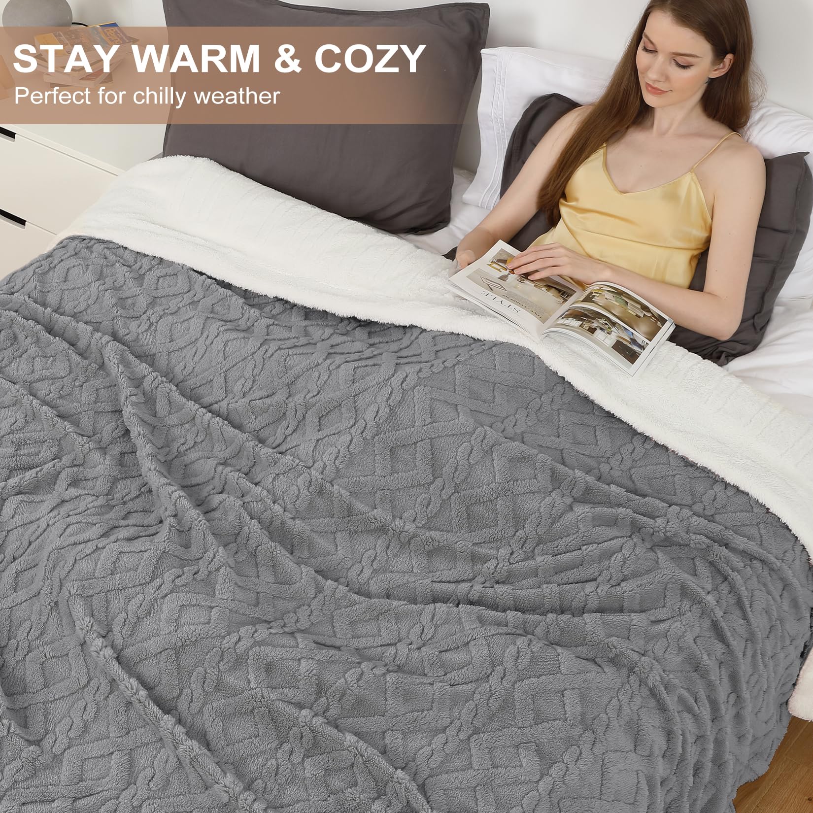 CAROMIO Electric Blanket King Size Dual Control Thick Tufted Sherpa