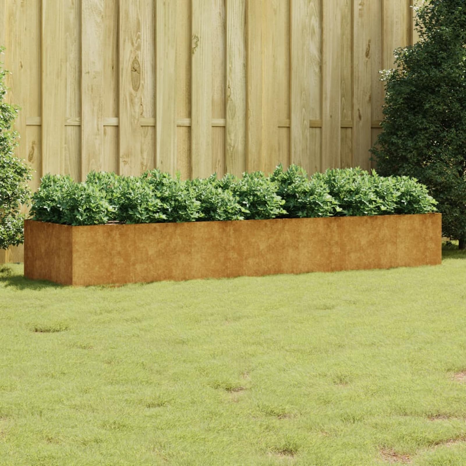 Gecheer Fioriera Rialzata da Giardino, vaso in acciaio corten 280x80x40 cm per piante da esterno, giardino, balcone, patio, decorazione outdoor, orto rialzato