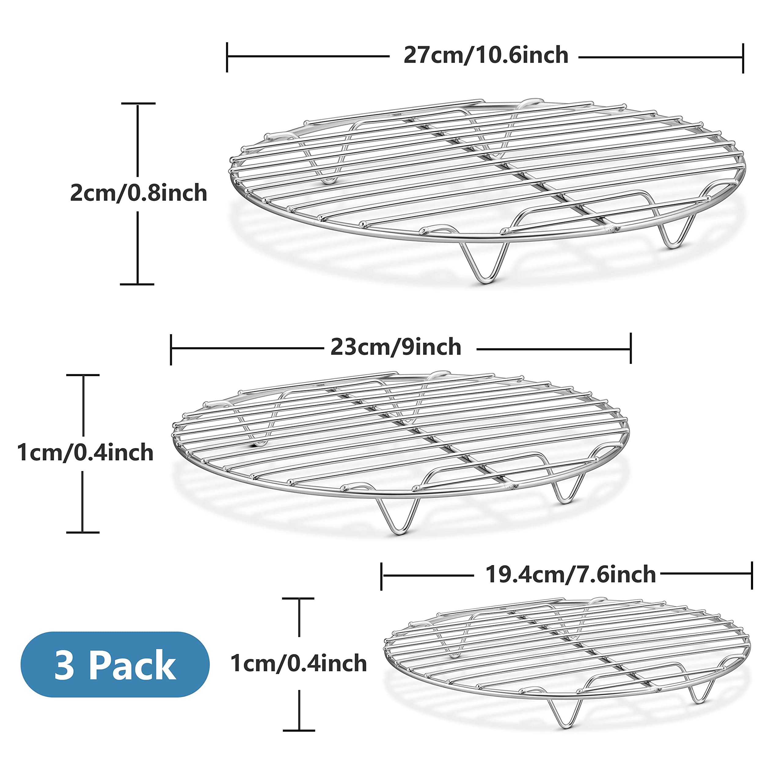 Snapklik.com : Round Baking Rack Set Of 3, 106” & 9” & 76”, Stainless ...