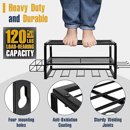 Miniatura 4 de Organizador de herramientas eléctricas para montaje en pared, soporte de taladro de metal resistente, estante de almacenamiento de herramientas de