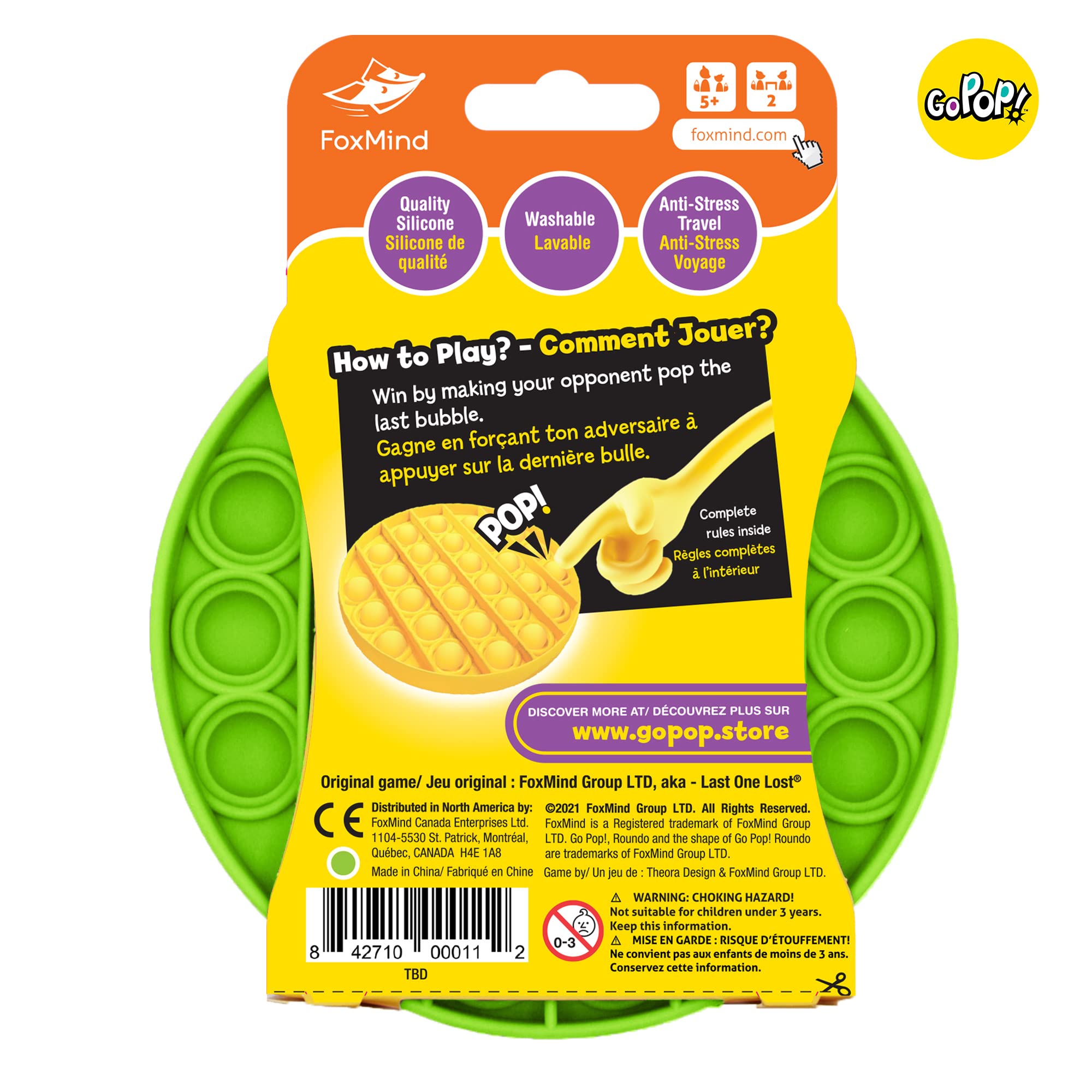 Amazon.com: FoxMind Games Go Pop! Roundo, The Original and Ingenious  Tactile Game. (Green) : Toys & Games