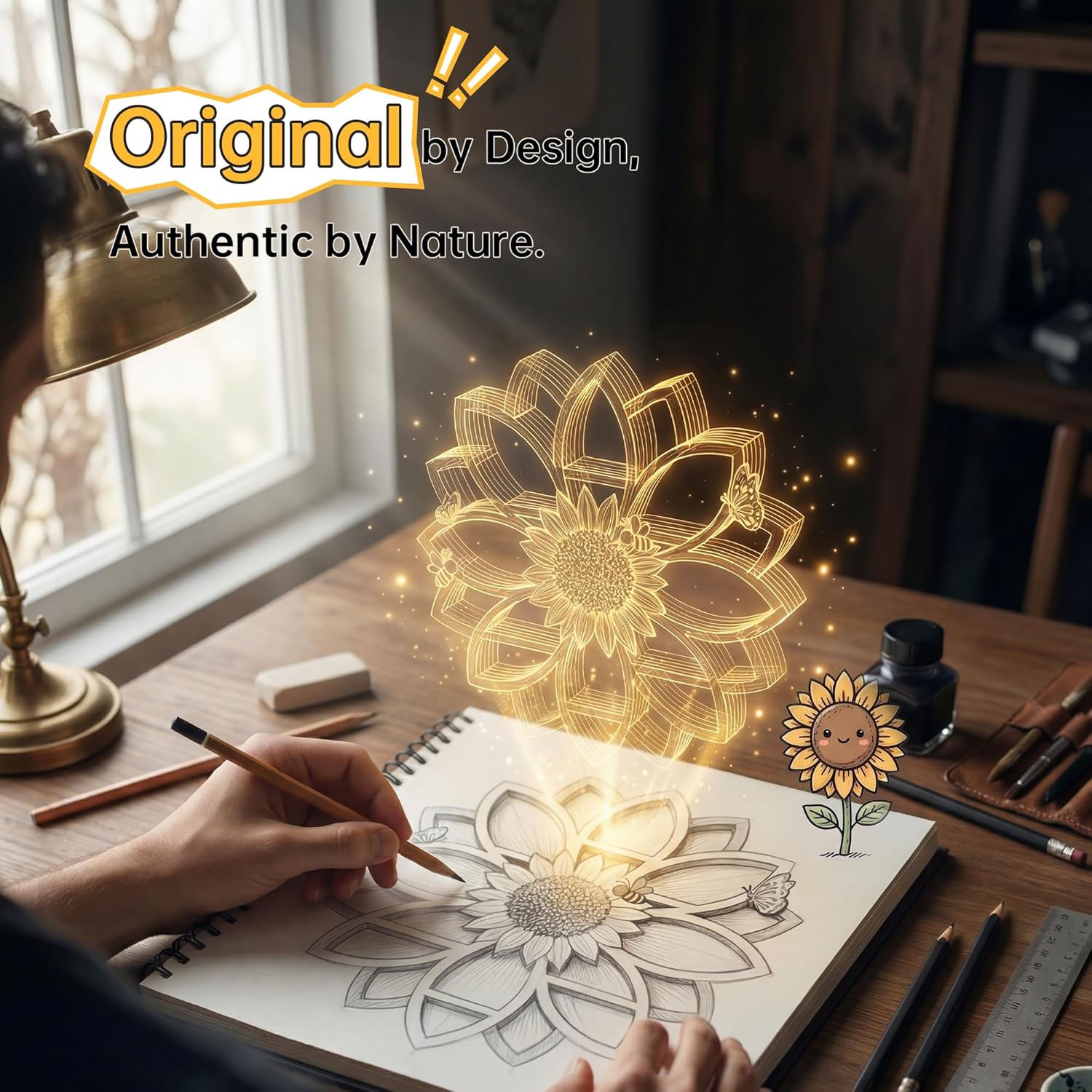 Sunflower Gifts for Women, Sunflower Decor Wooden Wall Floating Shelves with Lifelike Flower & Bee Accents, Trinket Crystal Display Shelf Boho Decor for Home Bedroom Living Room, Birthday Gift for Her