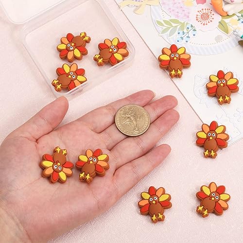 Miniatura 3 de CHGCRAFT 10 cuentas de silicona con forma de pavo para manualidades, collares, pulseras, llaveros para hacer manualidades hechas a mano, chocolate