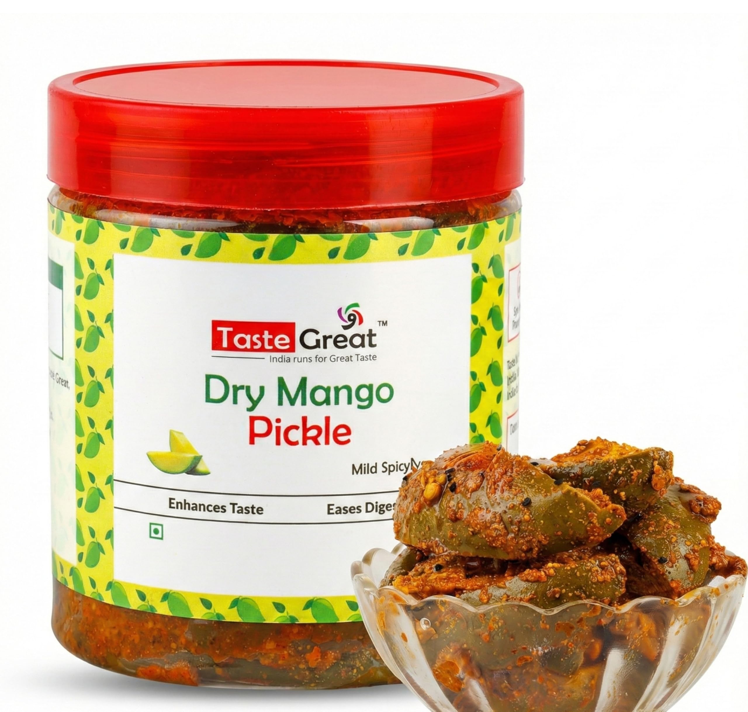 Taste Great Authentic Bihari Dry Stuffed Mango Pickle (Bharua Achar) - 450g | Sun-Dried & Low Oil | Traditional Roasted Masala Sukha Aam ka Achaar | Bihar UP style recipe I Special sealed jar for no spill