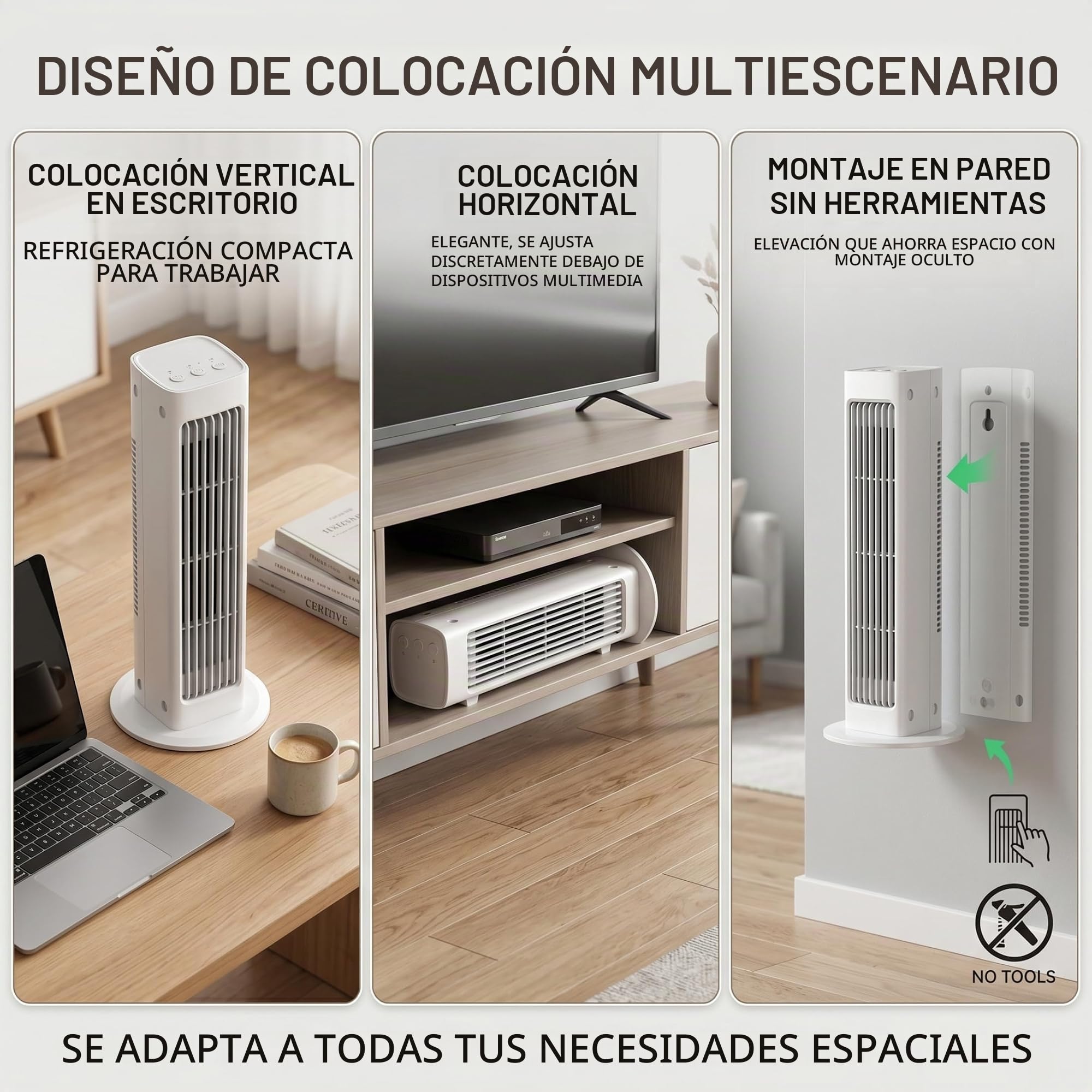 Juego de 2 ventiladores de torre oscilantes, ventilador de refrigeración portátil recargable con 3 modos de colocación y funcionamiento silencioso remoto para oficina en casa, blanco, torre de refr