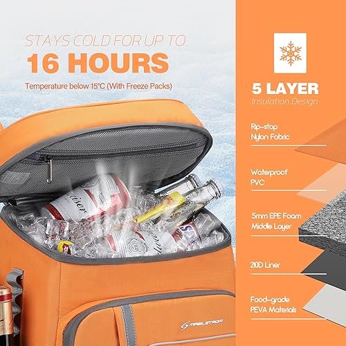 Miniatura 24 de Maelstrom Mochila enfriadora - Bolsa de almuerzo suave aislada para 35/50 latas para camping, playa, senderismo y compras Azul