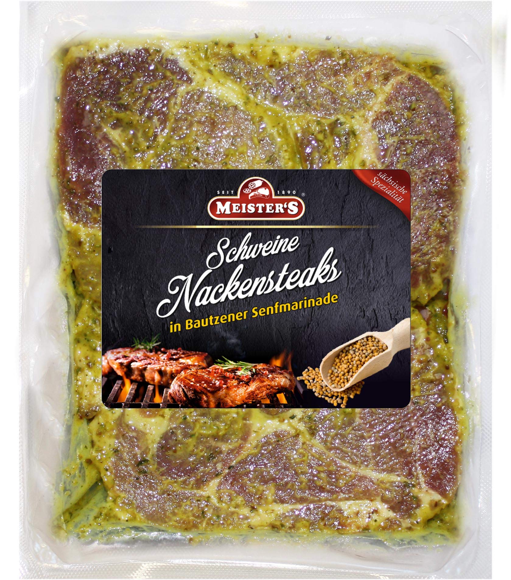 Mariniertes Grillfleisch Paket XXL mit Senf, Bier, Kräuter, Paprika, Bauchscheiben und Chicken Steak | 6x frisches Steakfleisch für Grill und Pfanne