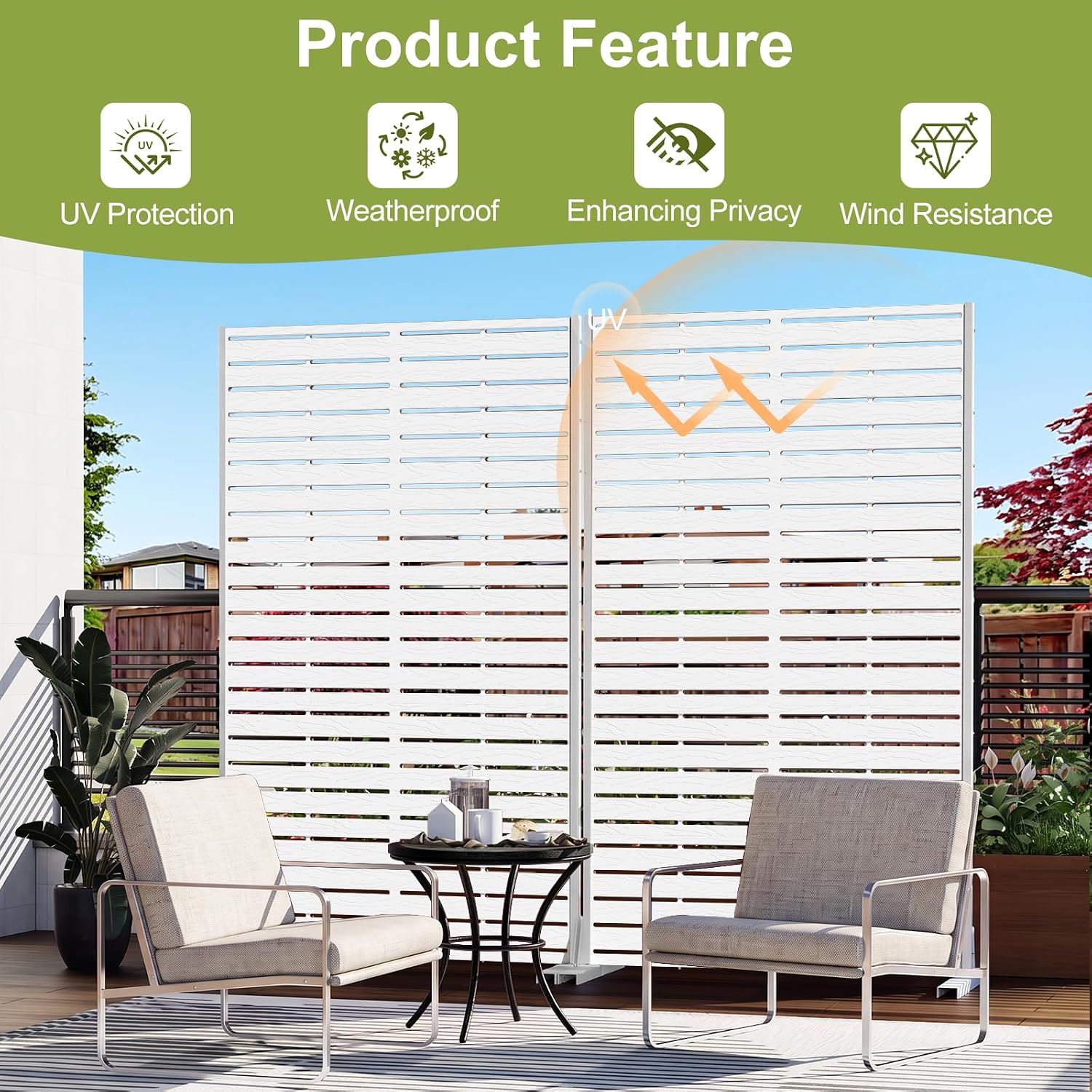 NicBex Outdoor Privacy Screen 60" HDPE Decorative 5 Panels for Patio,White