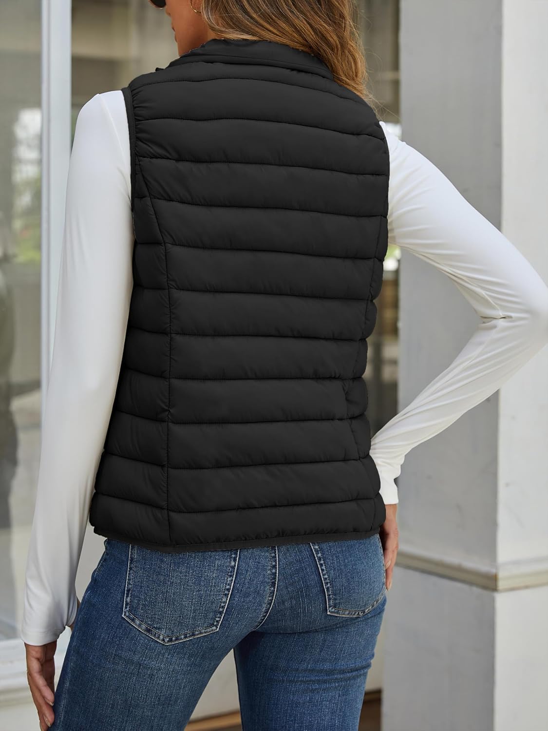 SMENG Women's Lightweight Quilted Puffer Vest Sleeveless Stand Collar Zip-Up Padded Outerwear Gilet - Image 5