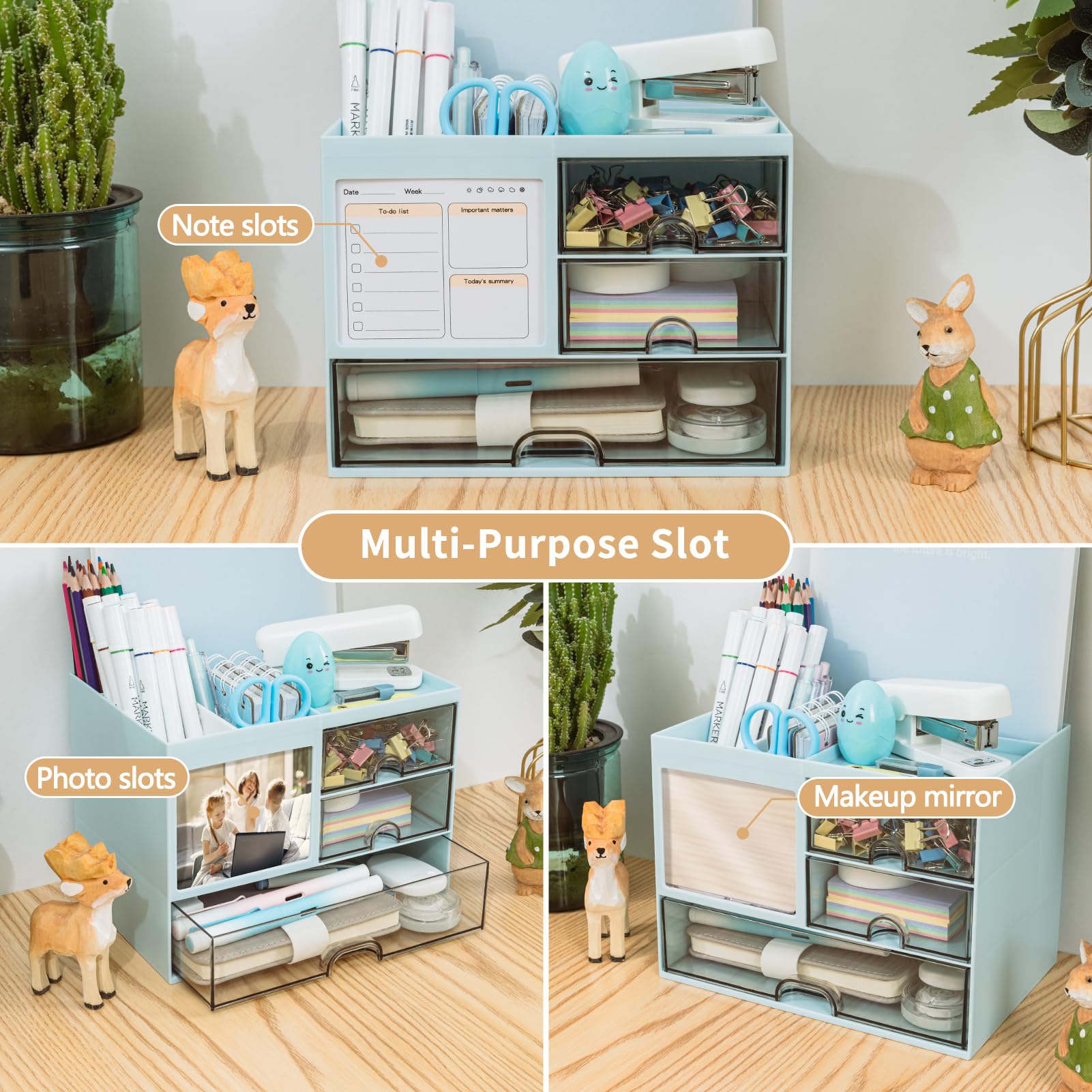 RISEMART Desk Organiser with 3 Drawers, Desk Tidy Organiser with Pen Holder - Image 4