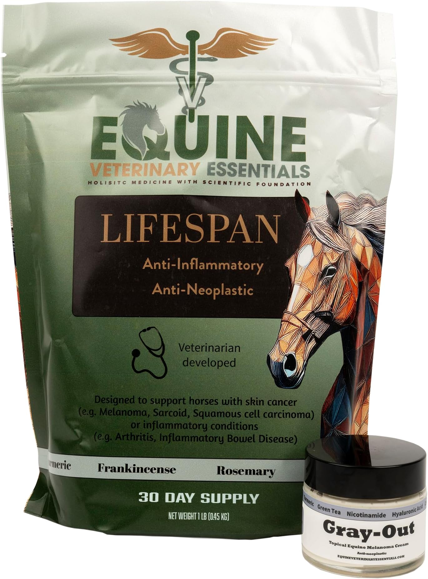 - Lifespan & Gray-Out Equine Care Bundle | Herbal Anti-Inflammatory Oral Supplement + Melanoma Cream Joint, Mobility & Skin Health Support for Horses | Wellness Pack
