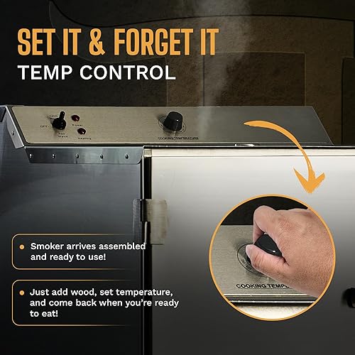 Miniatura 2 de SmokinTex Serie 'The XL' - Ahumador eléctrico de carne residencial más grande con elementos duales de 700 W, capacidad de 80 libras, control de