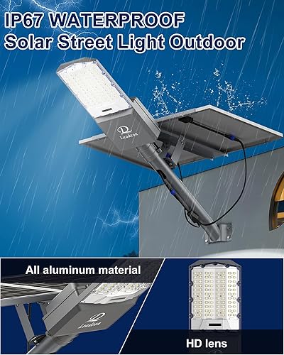 Miniatura 6 de Farolas solares impermeables para exteriores, 650000 lúmenes, cuentas LED superbrillantes, luces de inundación solares comerciales con control