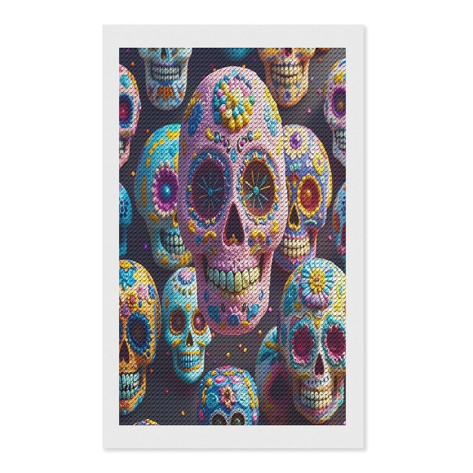 FekiLoot Sugar Skull Diamond Painting Kits for Adults Full Round Drill Diamond Art Kits for Beginners 5D DIY Diamond Dots Paintings Diamonds Pictures Gem Art Home Wall Decor 12"x20"