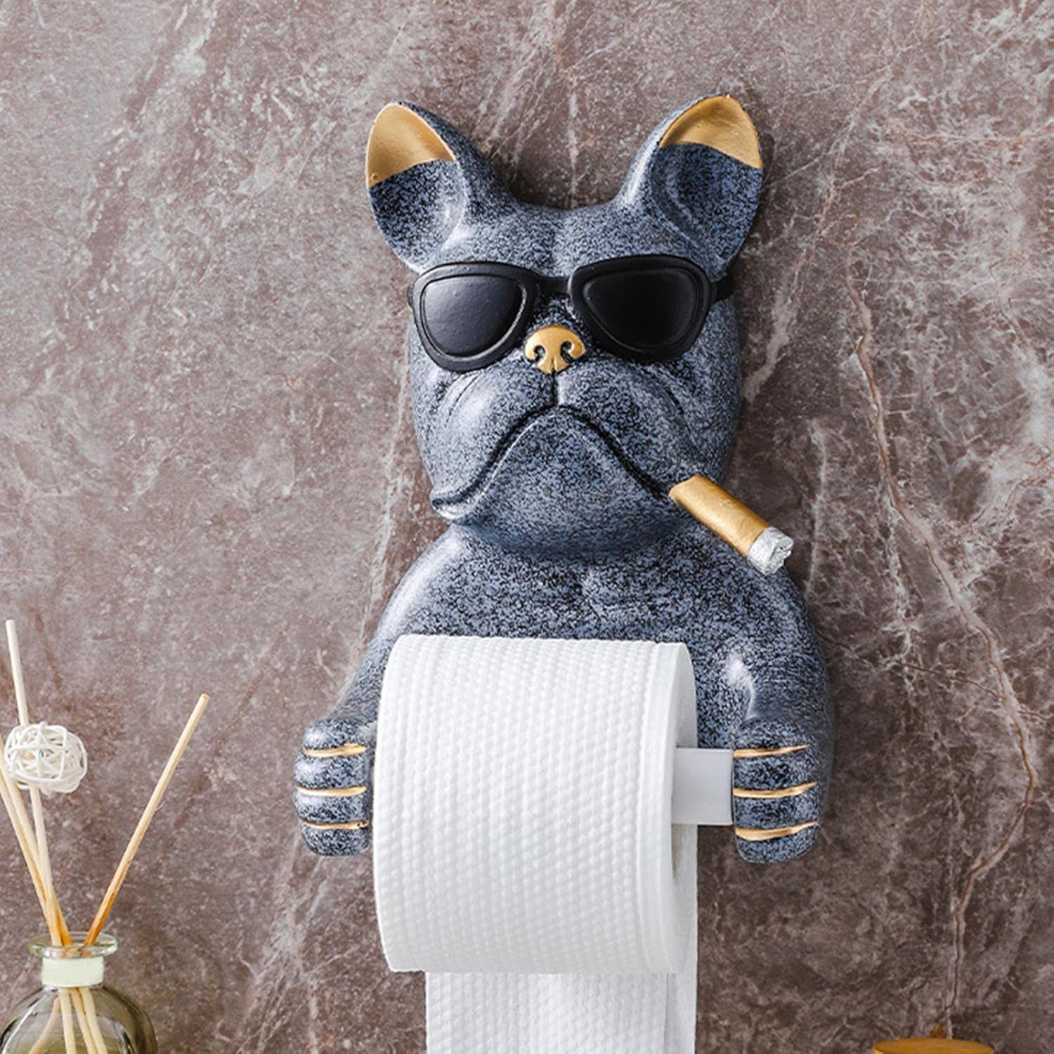 Sleek Dog Sculpture Paper Towel Holder for Modern Home Decor, Gray