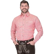 Dirndl Trachten Haus German Blue Plaid Lederhosen Longsleeve/Shortsleeve Button Down Shirt
